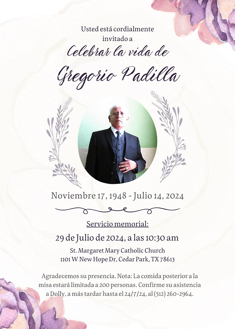 Memorial Service Invitation - Spanish